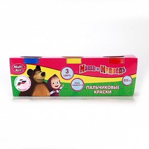 Пальчиковые краски «Маша и Медведь», 3 цвета (Multi Art, OE375FP-MMsim)